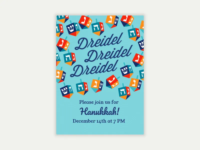 Colorful Dreidels - hanukkah - Invitation