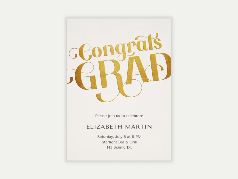 Congrats Grad Typography Invitation free template design