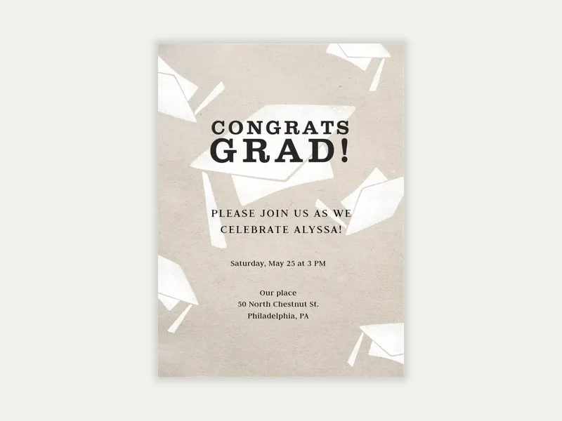 Congrats Cap Toss Invitation free template design