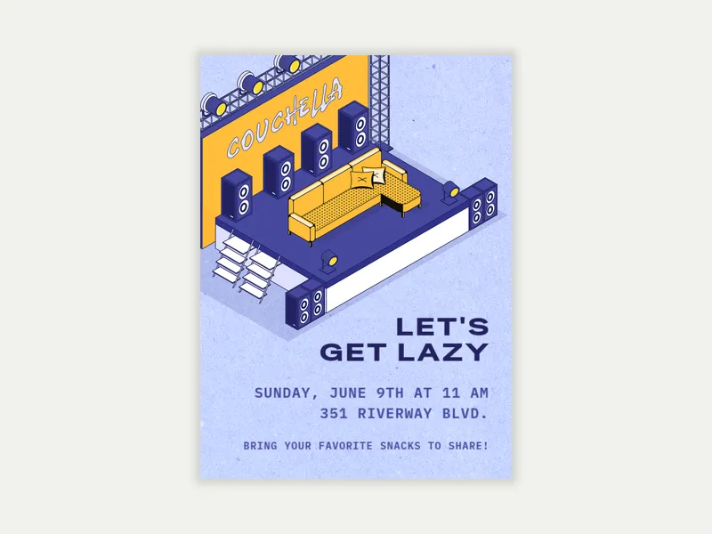 Couchella Invitation free template design
