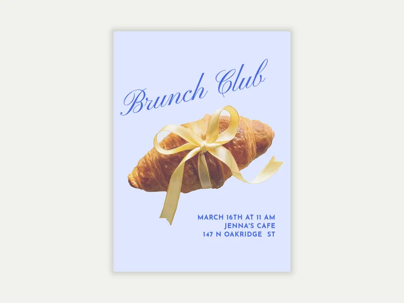 Croissant Club Invitation free template design