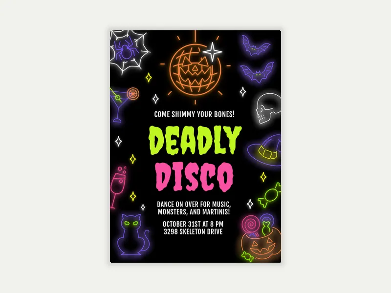 Deadly Disco Invitation free template design