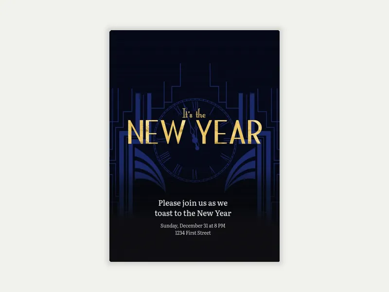 Deco Clock Invitation free template design