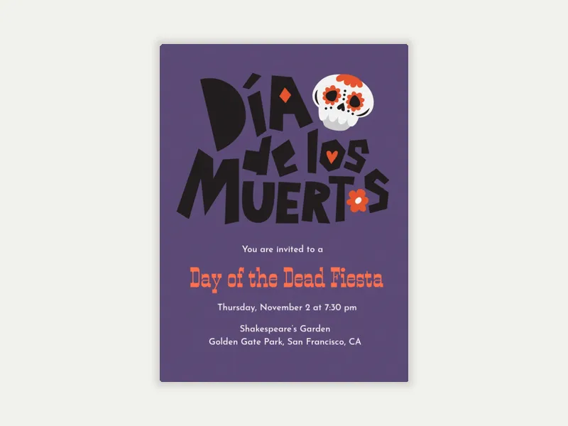 Día de los Muertos Invitation free template design