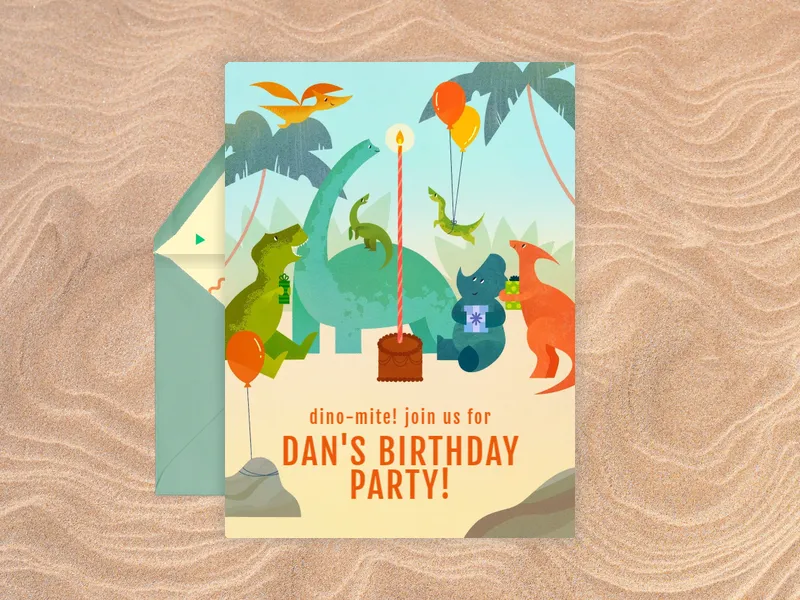Dinosaur Birthday Party - featured - Invitation