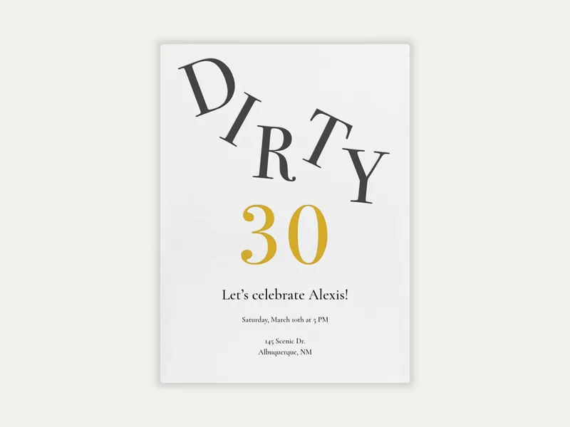 Dirty 30 Invitation free template design