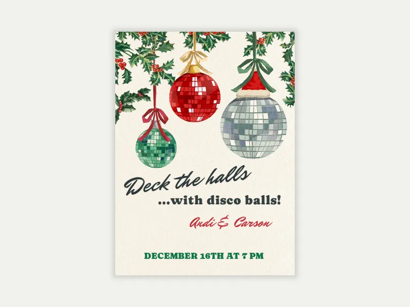 Disco Ornaments Invitation free template design