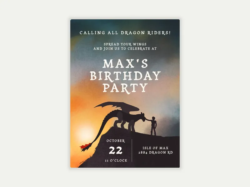 Dragon Training Invitation free template design