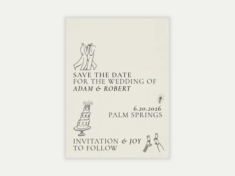 Drawn Together - Save the Date free template design