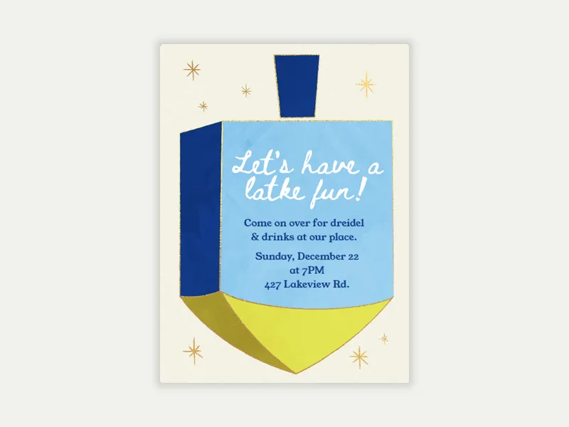 Dreidel Color Block - hanukkah - Invitation