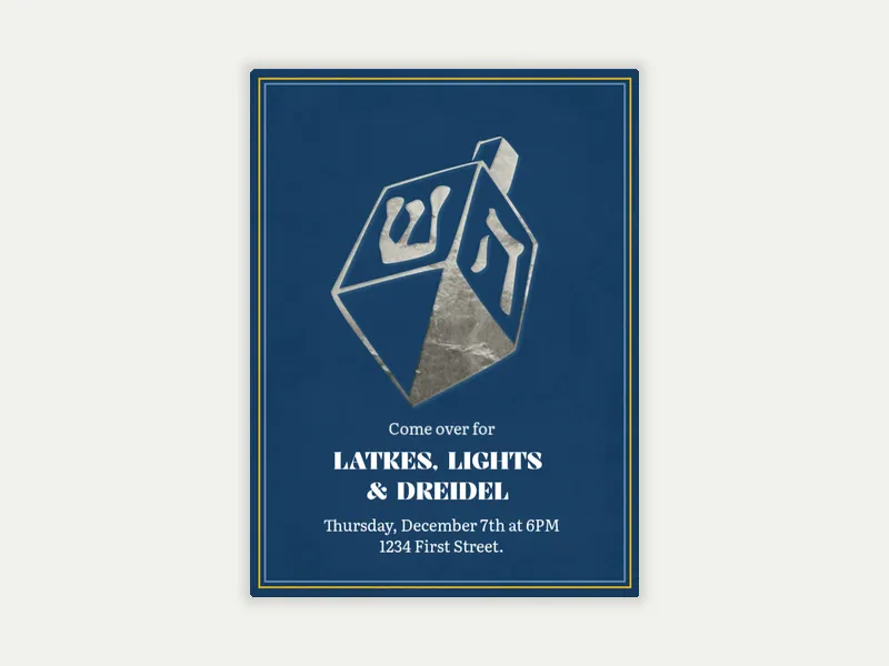 Dreidel Motif Invitation free template design