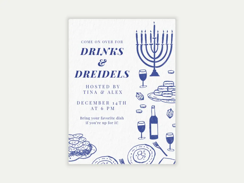 Drinks & Dreidels Invitation free template design