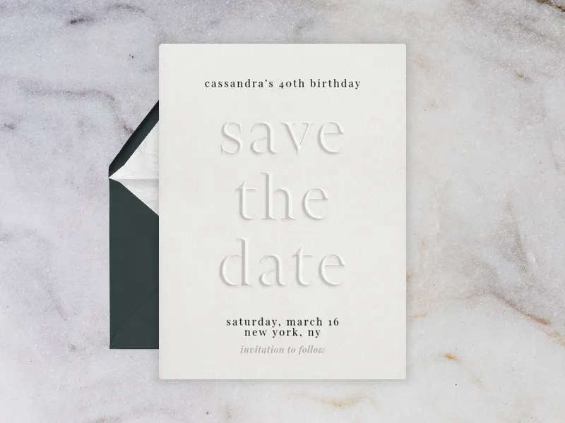 Embossed Serif - Save the Date - birthday_save_the_date - Invitation