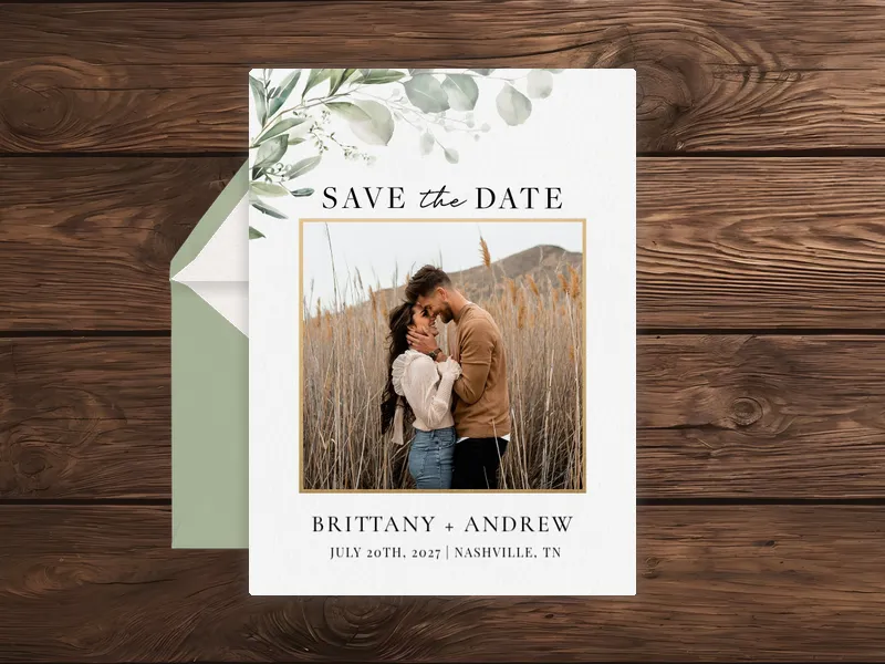 Eucalyptus & Oak - Save the Date (Photo) premium template design