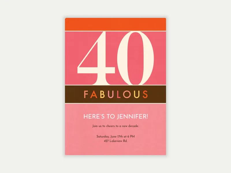 Fab 40 Invitation free template design