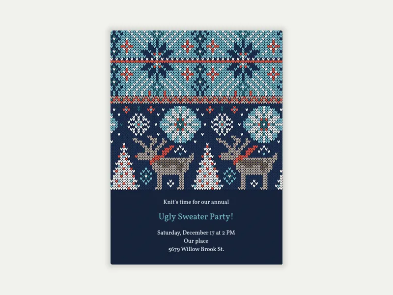 Fair Isle Holiday Sweater Invitation free template design