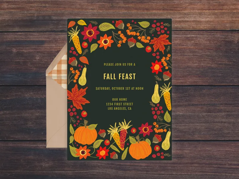 Fall Harvest Invitation premium template design