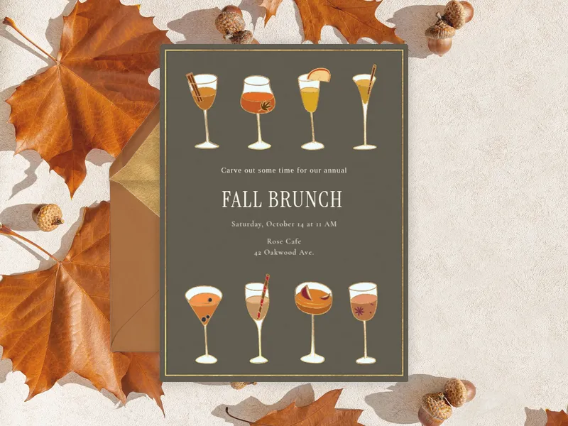 Fall Mimosas Invitation premium template design