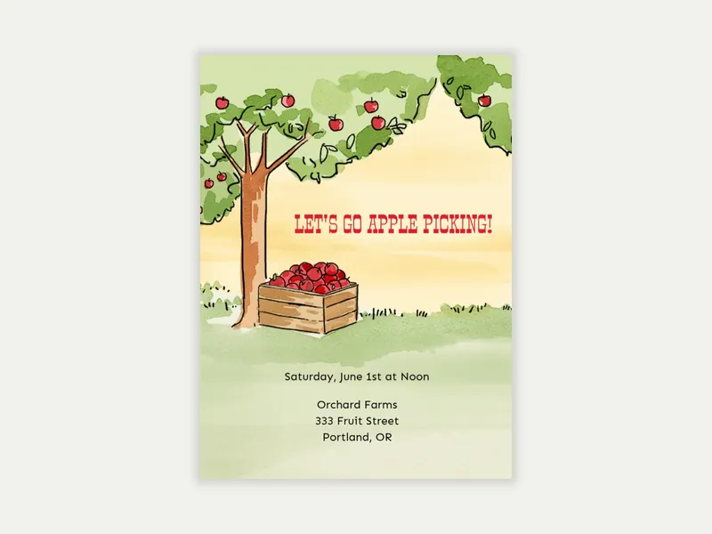 Fall Apple Picking Invitation free template design