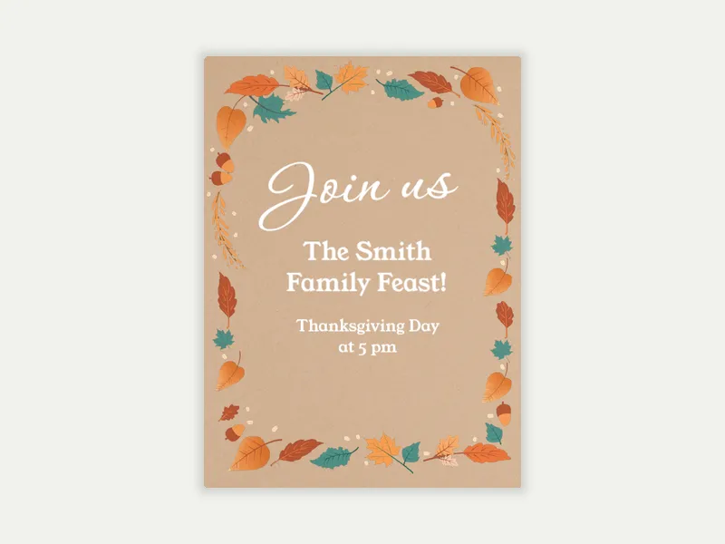 Copper Fall Flora Invitation free template design