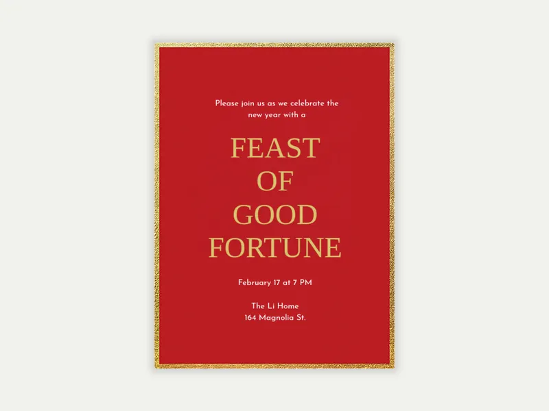 Feast of Good Fortune Invitation free template design
