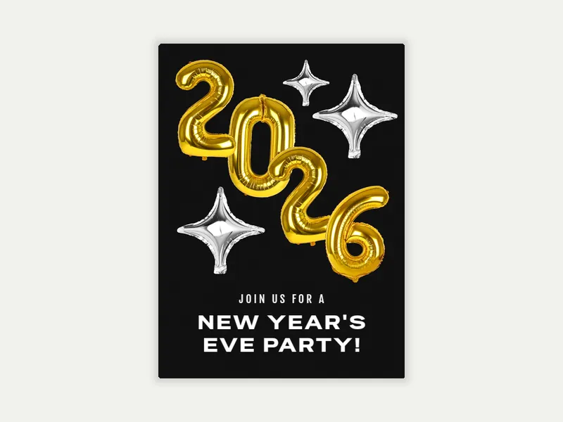 Festive Balloon New Year Invitation free template design