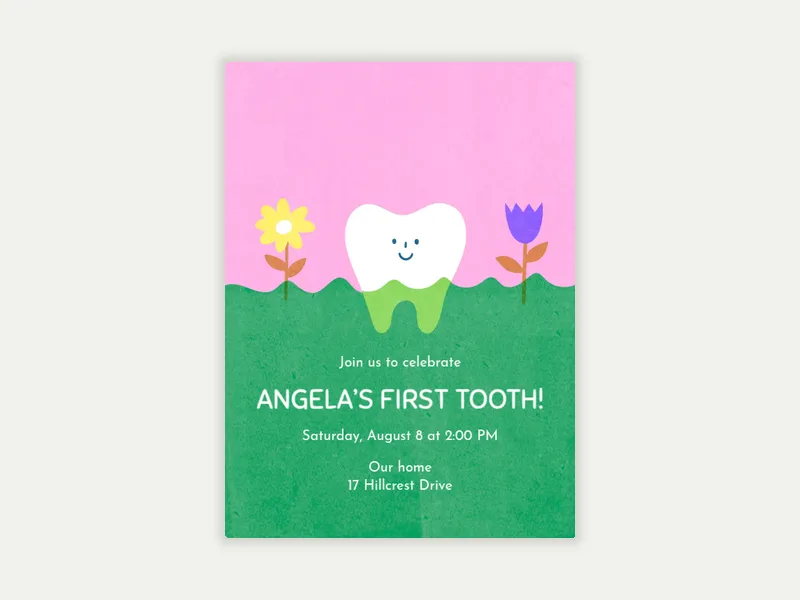 First Tooth Sprout Invitation free template design