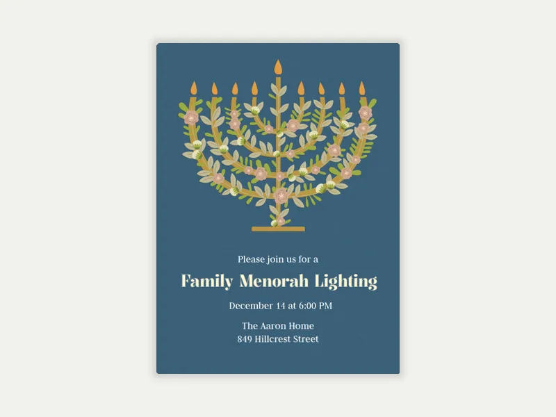 Floral Menorah Invitation free template design