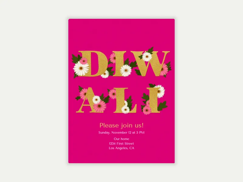 Floral Diwali Invitation free template design