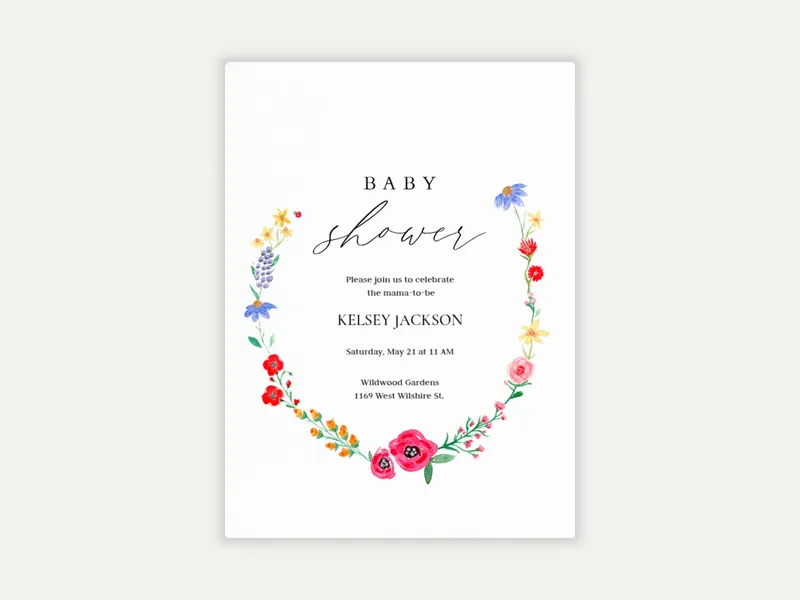 Flowers For The Baby Invitation free template design