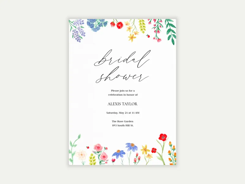 Flowers For The Bride Invitation free template design