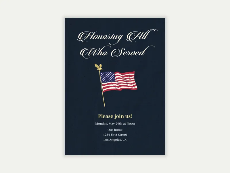 Flying Flag - memorial_day - Invitation