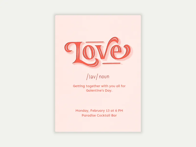 Galentines Definition Invitation free template design