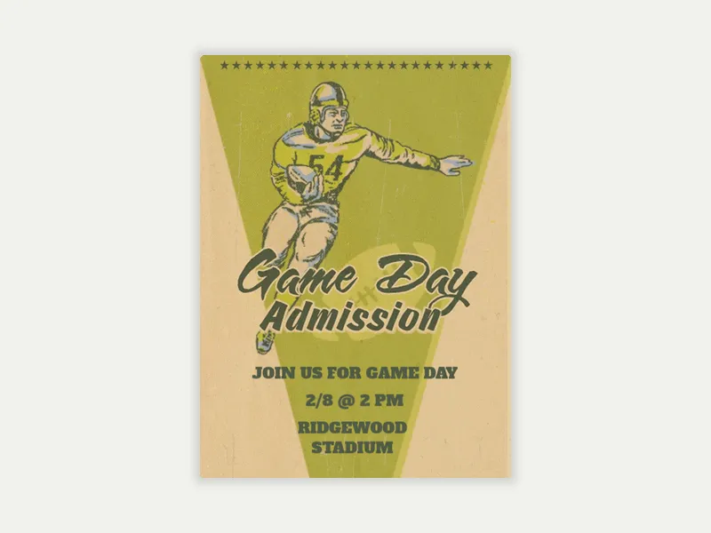 Game Day Ticket Invitation free template design