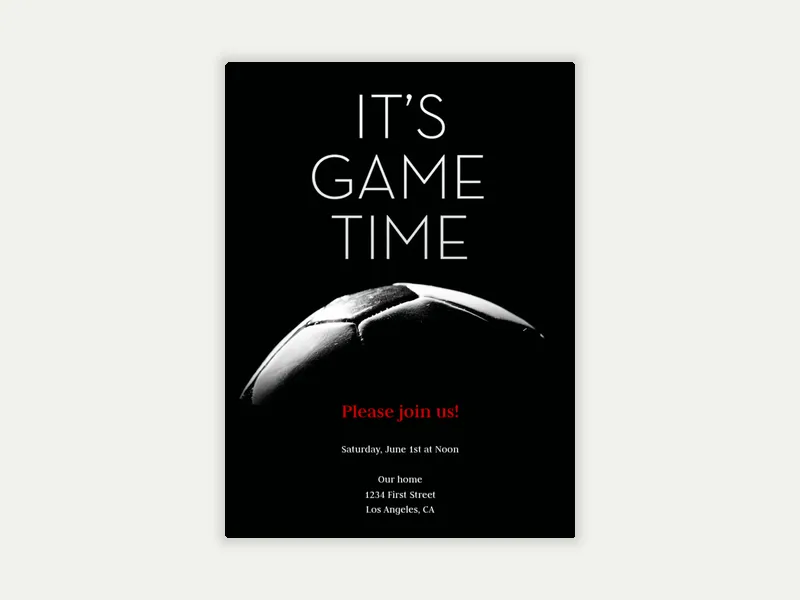 Game Time - soccer - Invitation