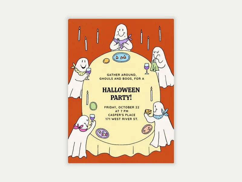 Gather Around, Ghouls & Boos Invitation free template design