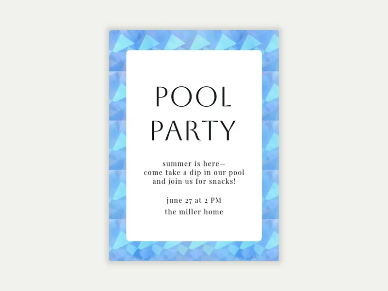 Geometric Pool Invitation free template design