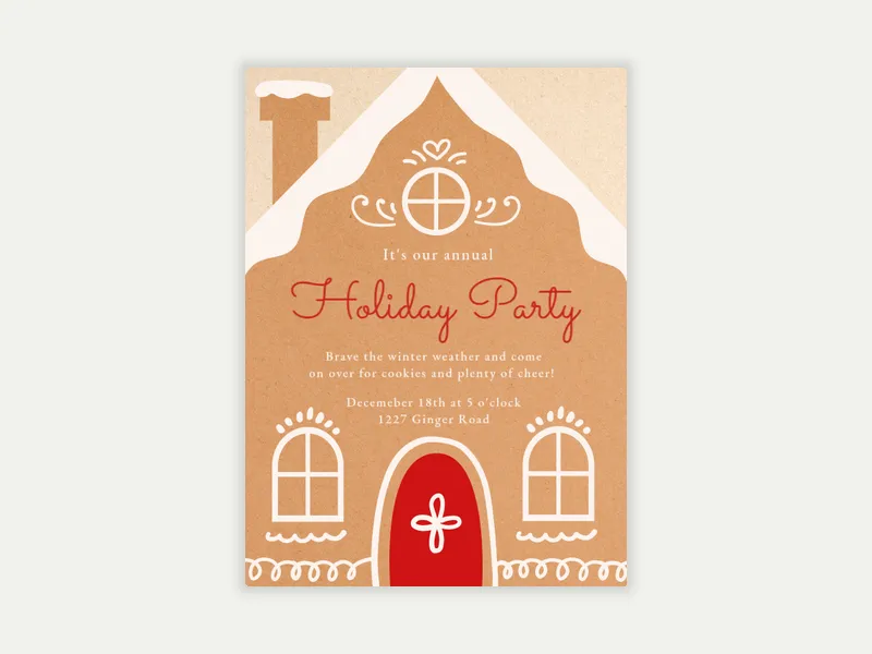 Gingerbread Cottage Invitation free template design
