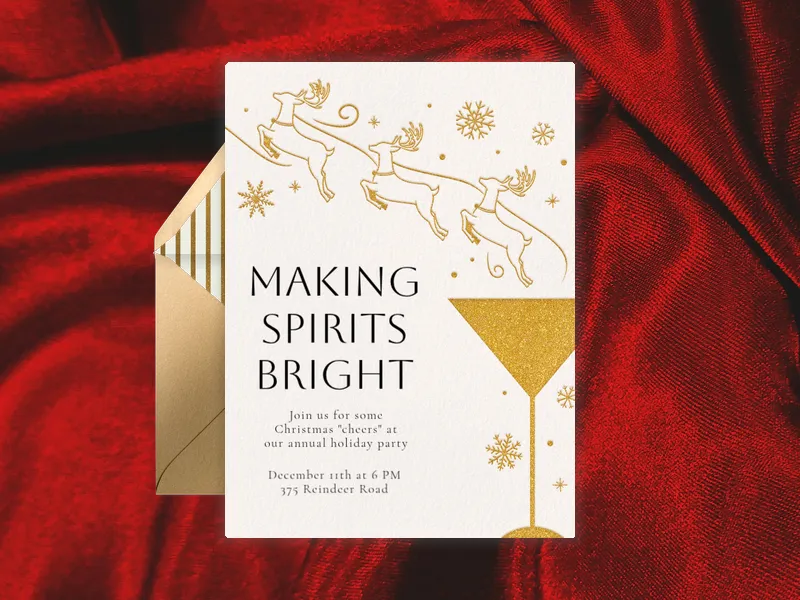 Glitter Reindeer Invitation premium template design