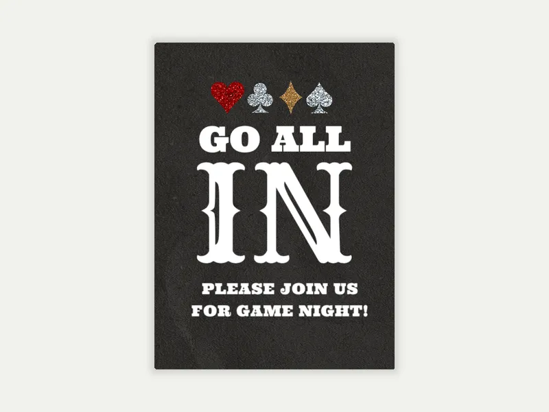 Go All In Invitation free template design