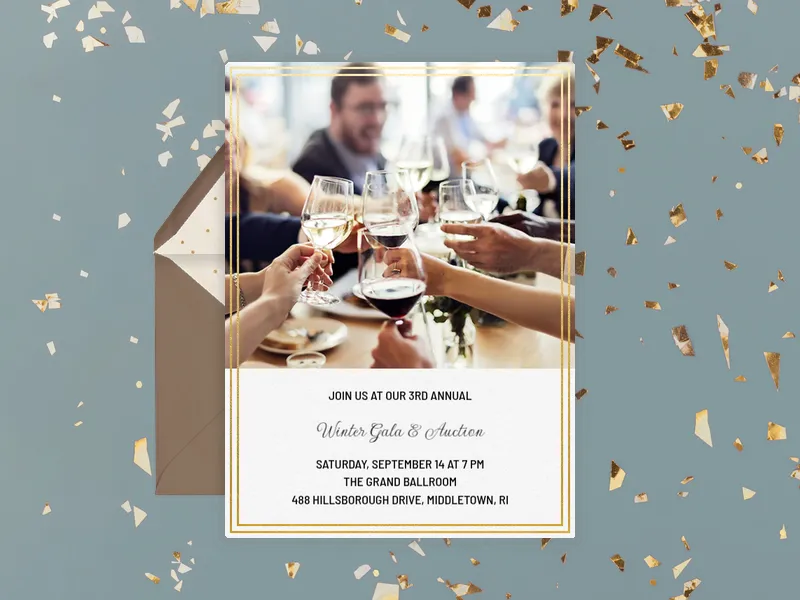 Gold Border (Photo) Invitation premium template design