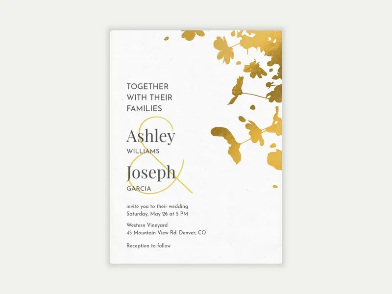 Gold Foil Branches Invitation free template design