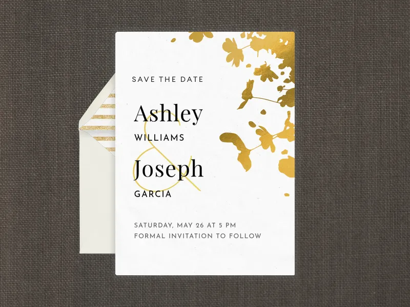 Gold Foil Branches - Save the Date premium template design