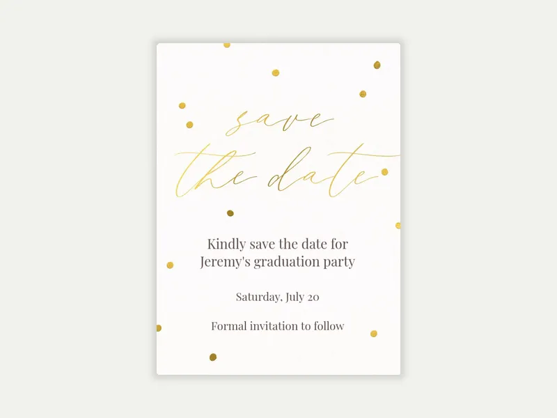 Gold Foil Dots - Save the Date free template design