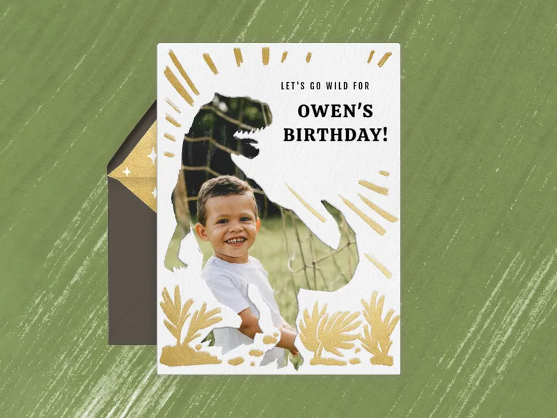 Gold Foil T-Rex (Photo) - featured - Invitation