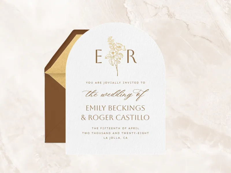 Gold Peonies Invitation premium template design