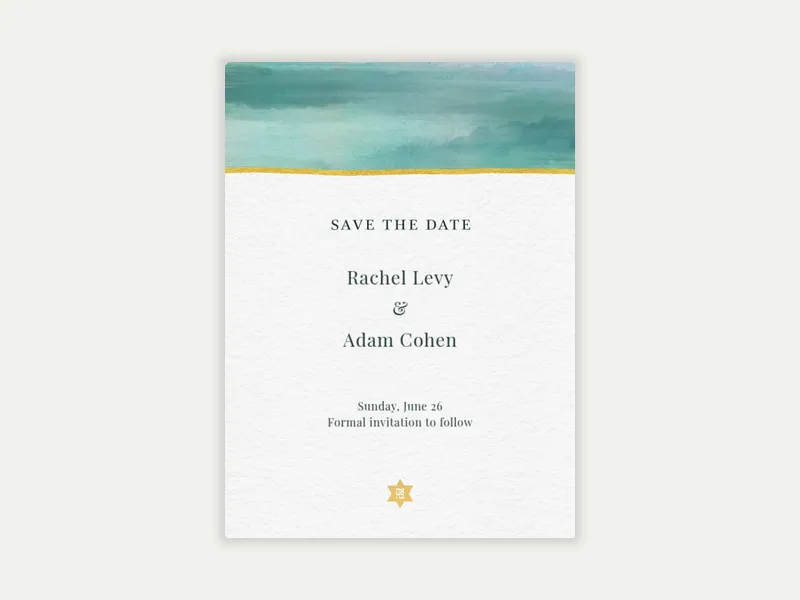Gold Star of David - Save the Date free template design