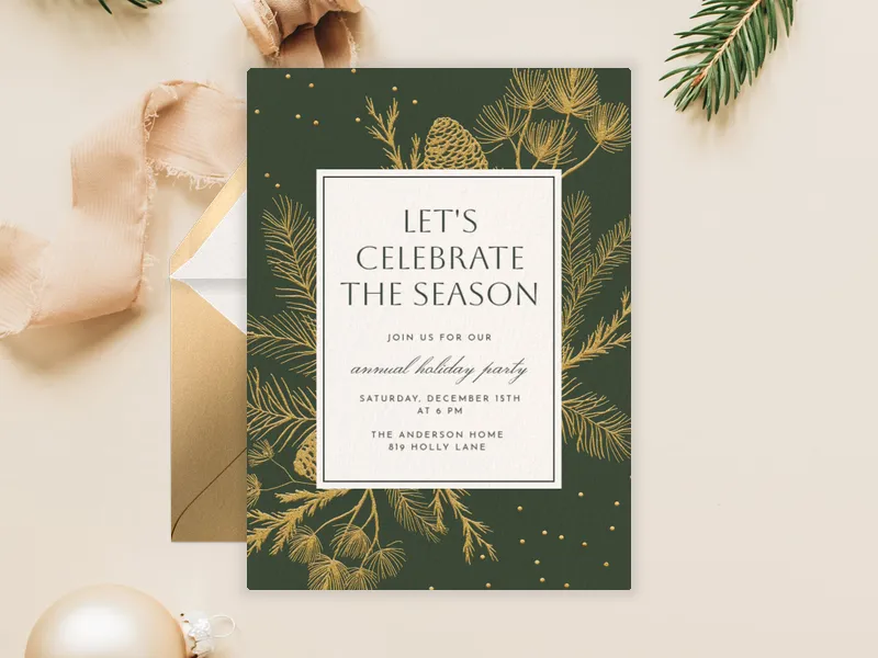 Golden Foliage Holiday - year_end_celebrations - Invitation
