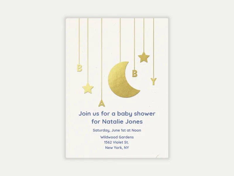 Gold Foil Baby Mobile Invitation free template design