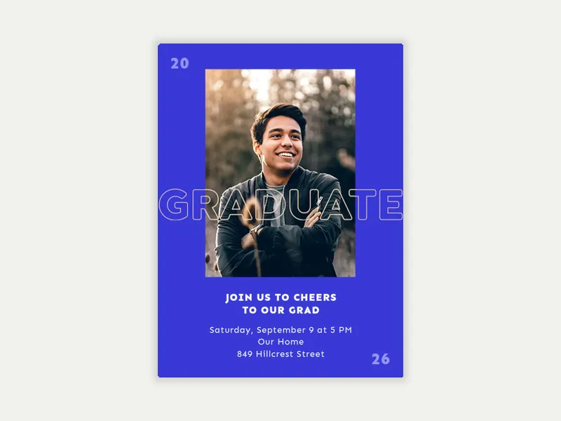 Graduate Outline (Photo) Invitation free template design